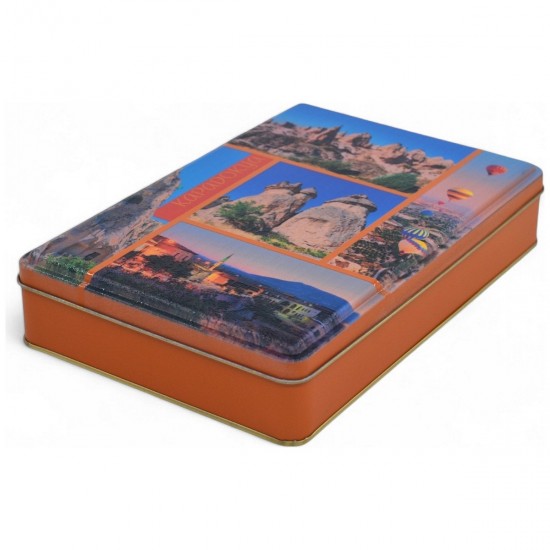 Özel  Baskılı 170x260x45 mm Mat Turuncu Dikdörtgen Metal Kutu