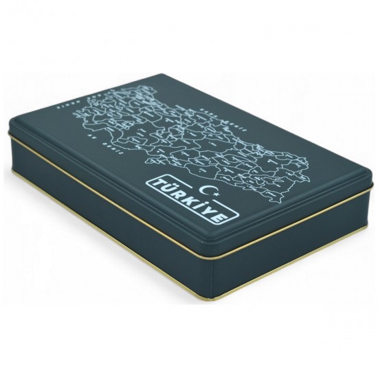 Özel  Baskılı 170x260x45 mm Mat Yeşil Dikdörtgen Metal Kutu