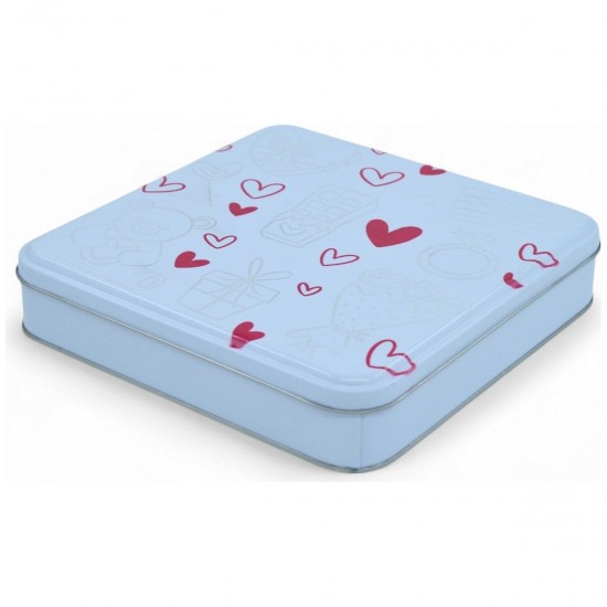 Özel  Baskılı 218x218x40 mm Mat Beyaz Kare Metal Kutu