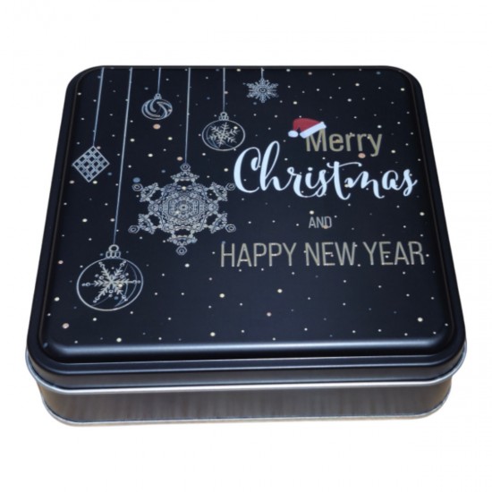 Özel Baskılı 218x218x40 mm Mat Siyah Kare Metal Kutu Özel Baskılı 218x218x40 mm Mat Siyah Kare Metal Kutu