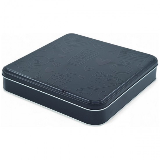 Özel Baskılı 218x218x40 mm Mat Siyah Kare Metal Kutu Özel Baskılı 218x218x40 mm Mat Siyah Kare Metal Kutu