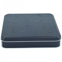 Özel Baskılı 218x218x40 mm Mat Siyah Kare Metal Kutu Özel Baskılı 218x218x40 mm Mat Siyah Kare Metal Kutu