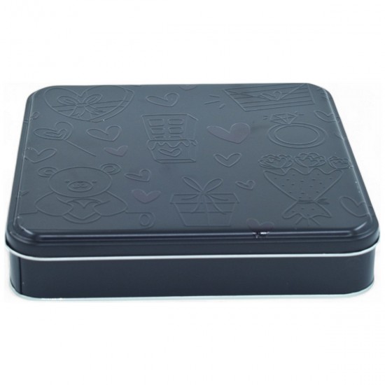 Özel Baskılı 218x218x40 mm Mat Siyah Kare Metal Kutu Özel Baskılı 218x218x40 mm Mat Siyah Kare Metal Kutu