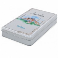 Özel  Baskılı 170x260x40 mm Mat Gümüş Dikdörtgen Metal Kutu