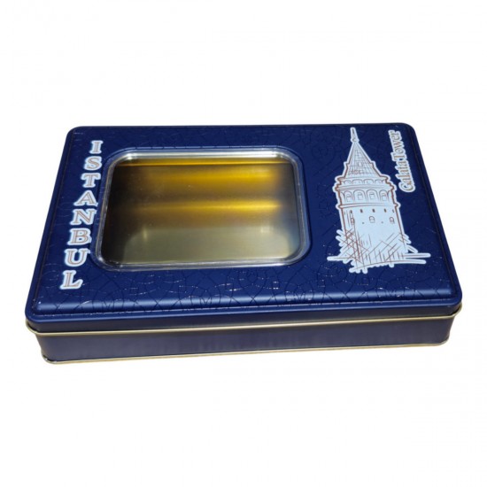 Özel  Baskılı 170x260x40 mm Pencereli Dikdörtgen Metal Kutu