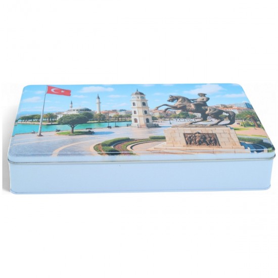 Özel  Baskılı 200x300x46 mm Mat Beyaz Dikdörtgen Metal Kutu