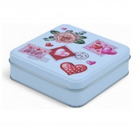 Özel Baskılı 120x120x40 mm Mat Beyaz Kare Metal Kutu Özel Baskılı 120x120x40 mm Mat Beyaz Kare Metal Kutu
