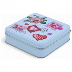 Özel  Baskılı 120x120x40 mm Mat Beyaz Kare Metal Kutu