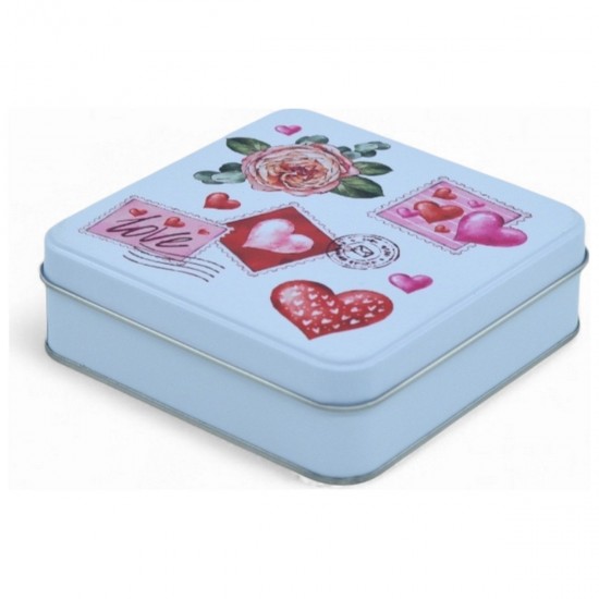 Özel  Baskılı 120x120x40 mm Mat Beyaz Kare Metal Kutu