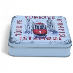 Özel Baskılı 120x120x40 mm Mat Beyaz Kare Metal Kutu Özel Baskılı 120x120x40 mm Mat Beyaz Kare Metal Kutu