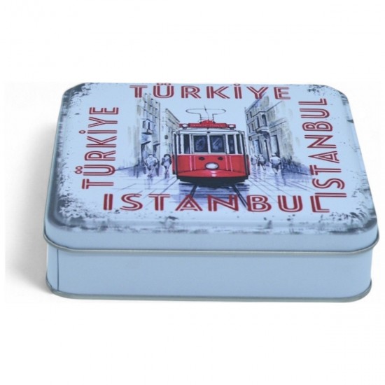 Özel  Baskılı 120x120x40 mm Mat Beyaz Kare Metal Kutu