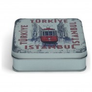 Özel  Baskılı 120x120x40 mm Mat Gümüş Kare Metal Kutu