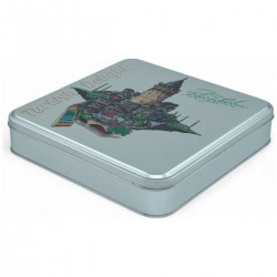 Özel Baskılı 120x120x40 mm Mat Gümüş Kare Metal Kutu Özel Baskılı 120x120x40 mm Mat Gümüş Kare Metal Kutu