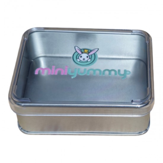 Özel  Baskılı 75x100x40 mm Mat Gümüş Gövdeli Kristal Kapaklı Kutu