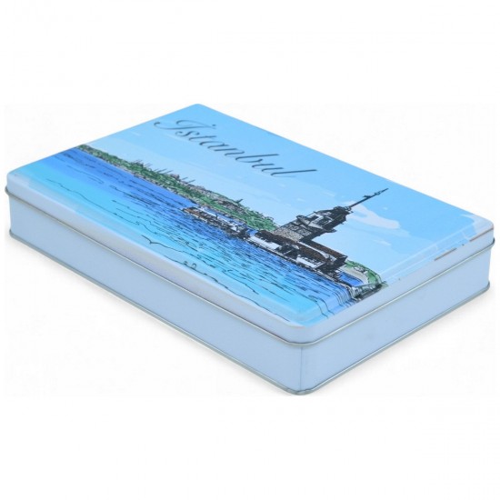 Özel  Baskılı 140x240x45 mm Mat Beyaz Dikdörtgen Metal Kutu