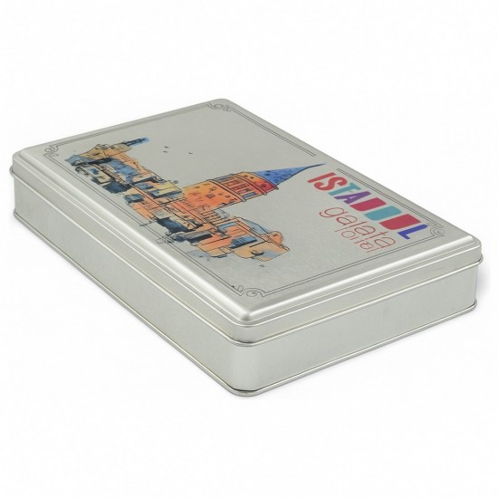 Özel  Baskılı 140x240x45 mm Mat Gümüş Dikdörtgen Metal Kutu