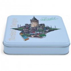 Özel  Baskılı 158x158x40 mm Mat Beyaz Kare Metal Kutu