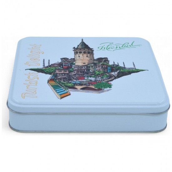 Özel  Baskılı 158x158x40 mm Mat Beyaz Kare Metal Kutu