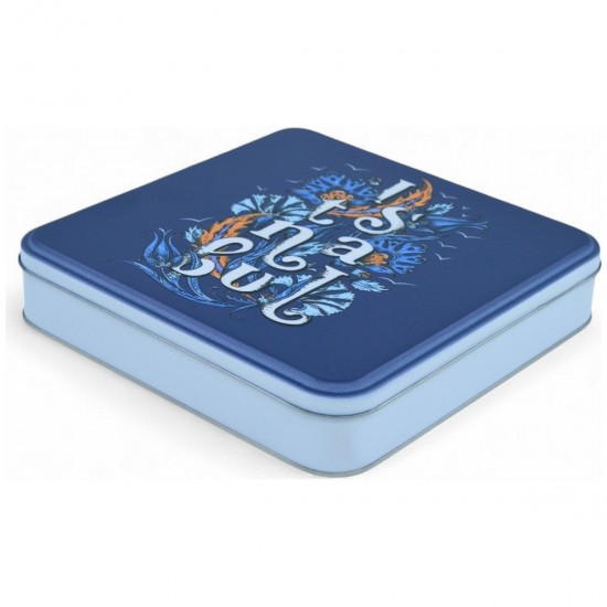 Özel  Baskılı 158x158x40 mm Mat Beyaz Kare Metal Kutu