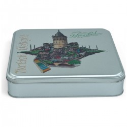 Özel Baskılı 158x158x40 mm Mat Gümüş Kare Metal Kutu Özel Baskılı 158x158x40 mm Mat Gümüş Kare Metal Kutu