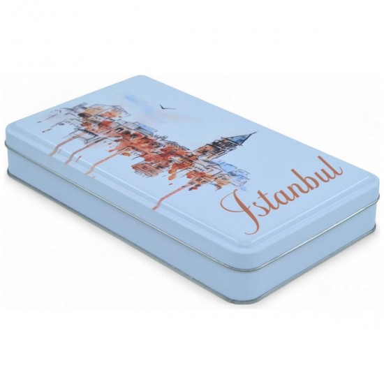 Özel  Baskılı 135x190x45 mm Mat Beyaz Dikdörtgen Metal Kutu