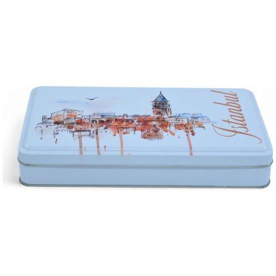 Özel  Baskılı 135x190x45 mm Mat Beyaz Dikdörtgen Metal Kutu