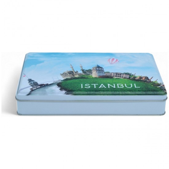 Özel  Baskılı 135x190x45 mm Mat Beyaz Dikdörtgen Metal Kutu