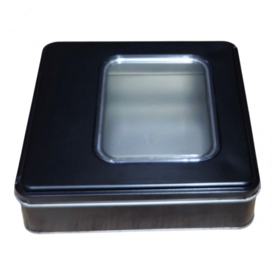 Özel  Baskılı 160x160x40 mm Pencereli Kare Metal Kutu