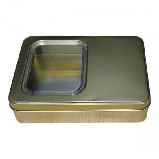 Özel  Baskılı 135x190x45 mm Pencereli Dikdörtgen Metal Kutu