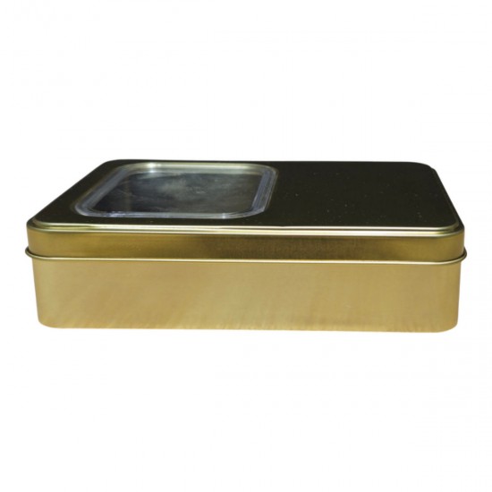 Özel  Baskılı 135x190x45 mm Pencereli Dikdörtgen Metal Kutu