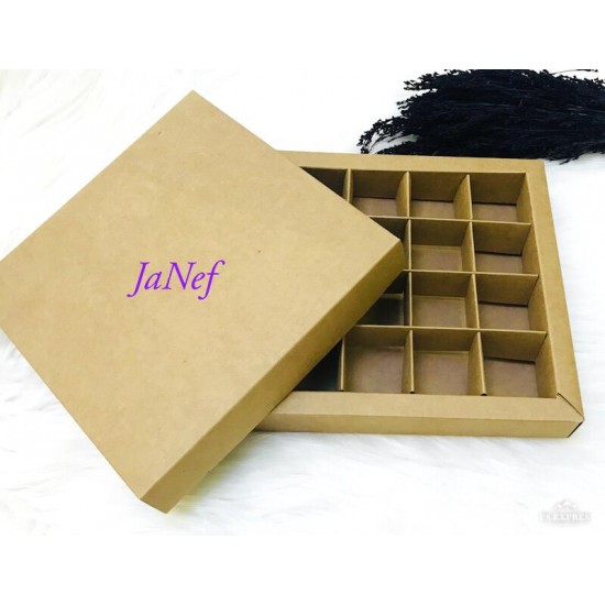 16 Bölmeli Karton Çikolata Kutusu-Madlen Uyumlu