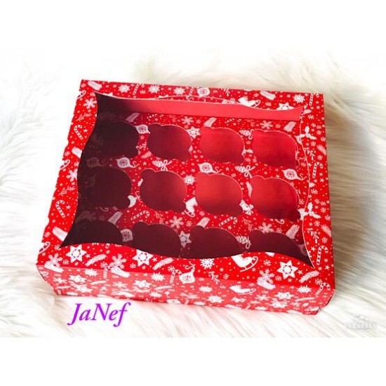 25x30x9 Pencereli Cupcake Kutusu 12'li 25x30x9 Pencereli Cupcake Kutusu 12'li