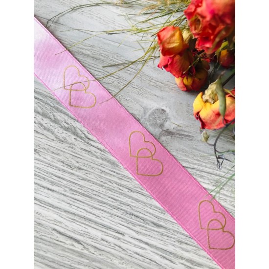 Kurdele Saten Kalp Desen Pembe 