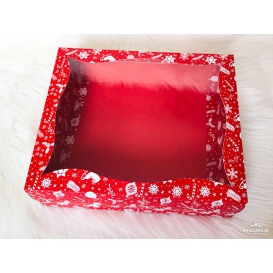 25x30x9 Pencereli Karton Kutu Yılbaşı Desen 25x30x9 Pencereli Karton Kutu Yılbaşı Desen