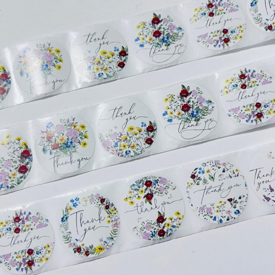 Sticker Yapışkanlı,Thank You Çiçek Desen