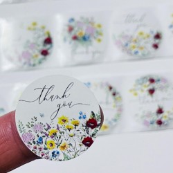 Sticker Yapışkanlı,Thank You Çiçek Desen
