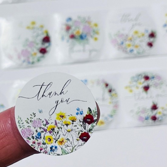 Sticker Yapışkanlı,Thank You Çiçek Desen