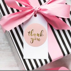 Sticker Yapışkanlı,Pembe Yaldız Thank You