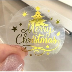 Sticker Şeffaf,Yaldız Gold Merrry Christmas