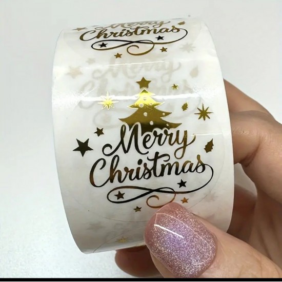 Sticker Şeffaf,Yaldız Gold Merrry Christmas