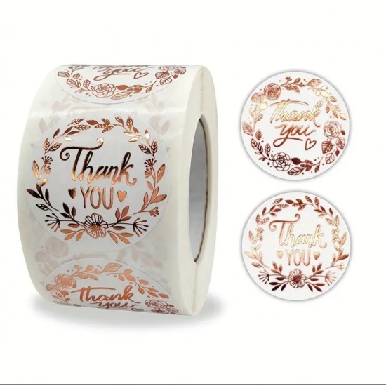 Sticker Yapışkanlı,Yaldız Bronz Thank You 