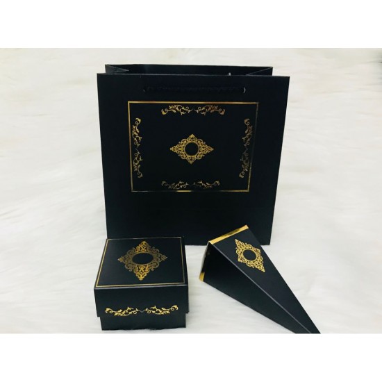 Karton Çanta Siyah (Desen 1)