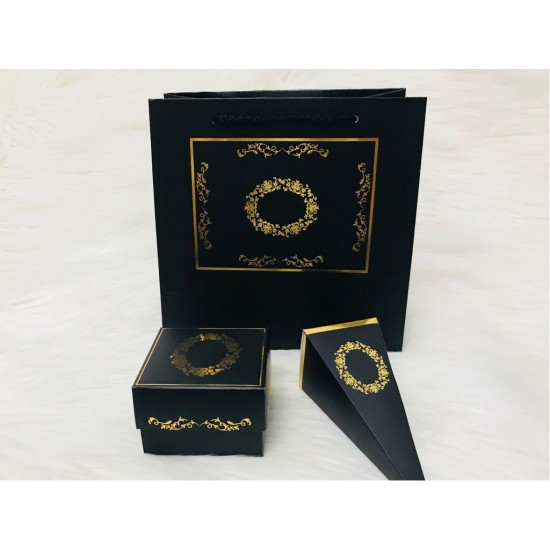 Karton Çanta Siyah (Desen 2)